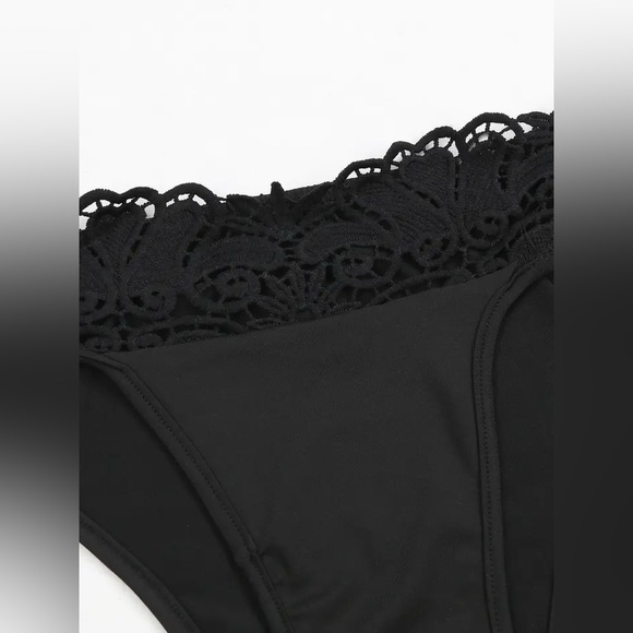 Beach Baby Black Lace 3Piece Set, Lace Inlay Pants+Lace Bikini Top&Bottoms - Picture 5 of 6